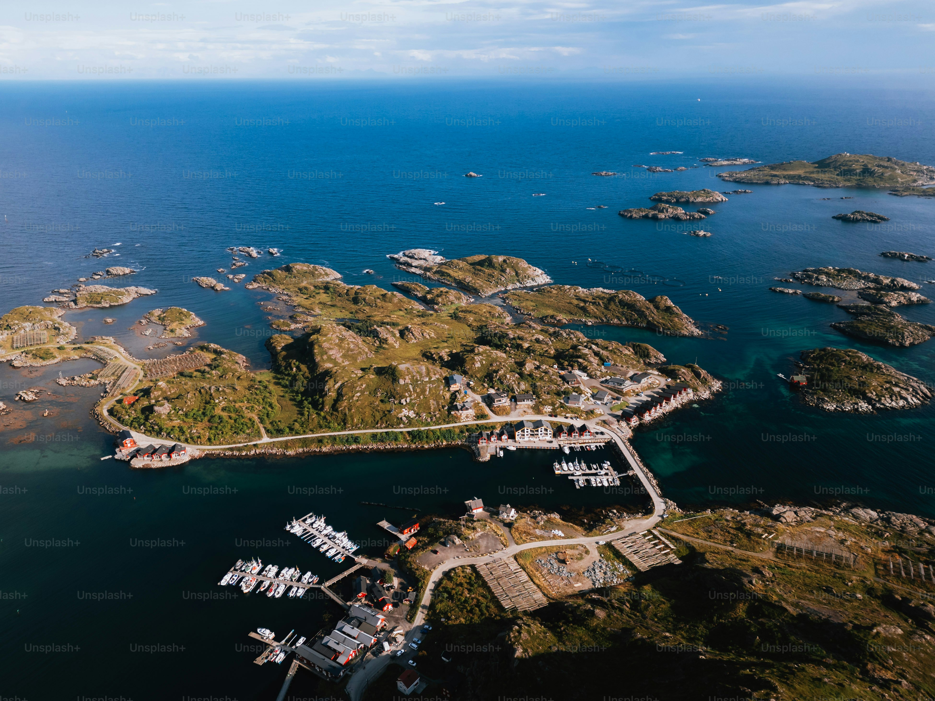 An aerial view of a small island in the middle of the ocean